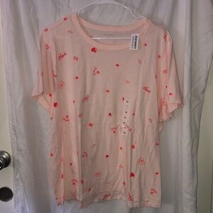 NWT Old Navy Pink and Peach Valentine’s Day T-Shirt Graphic Tee 2X 100% Cotton